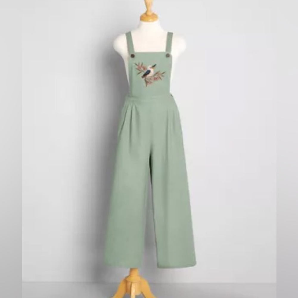 Princess Highway Sage Green Kookaburra Embroidered Jumpsuit 16AU/12US
